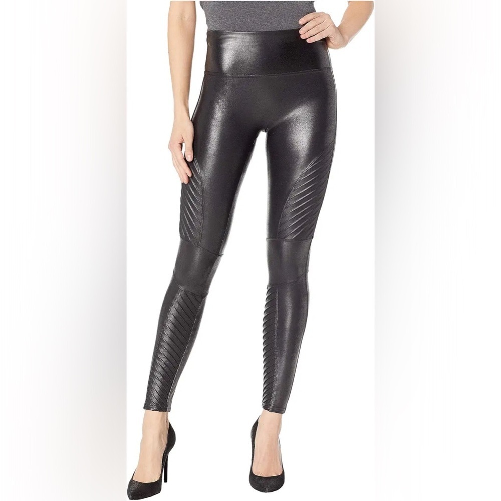 Spanx Faux Leather Moto Leggings in Black